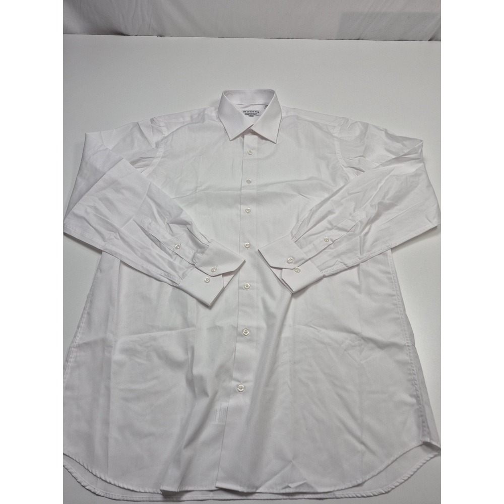 Modena Dress Shirt Mens 17 36/37 White Solid Slim Fit Woven Long Sleeve